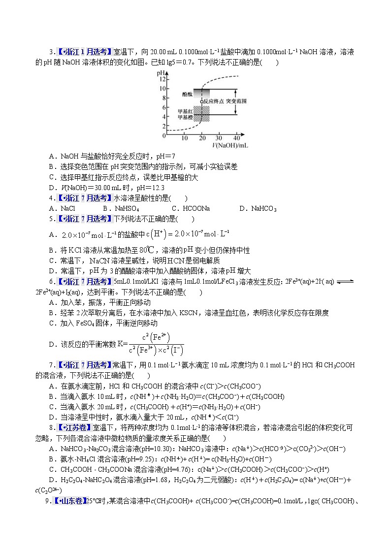 高考化学二轮复习真题解密11水溶液中的离子平衡(原卷版)第2页