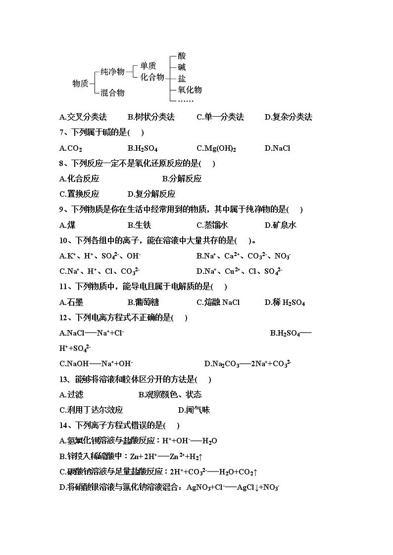 2022-2023学年辽宁省阜新市第二高级中学高一上学期10月月考化学试卷含答案02