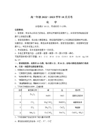 2022-2023学年山西省长治市、忻州市高一上学期10月月考化学试卷含答案