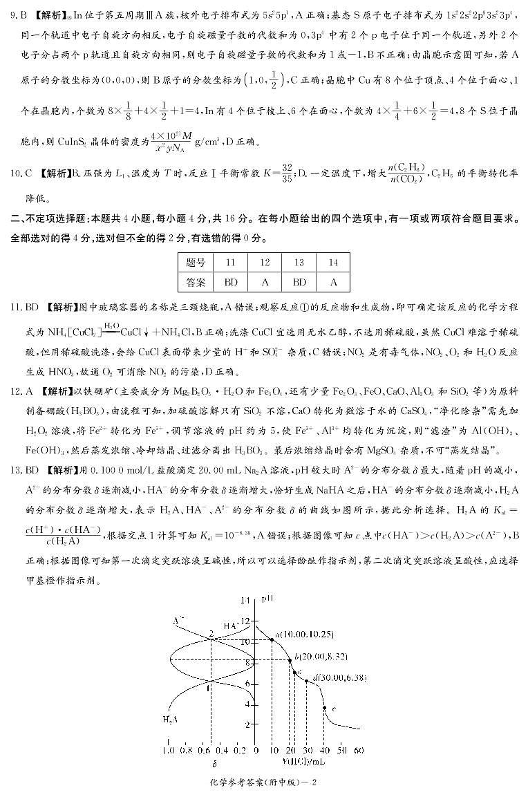 湖南师范大学附属中学2022-2023学年高三上学期月考卷（四）化学答案第2页