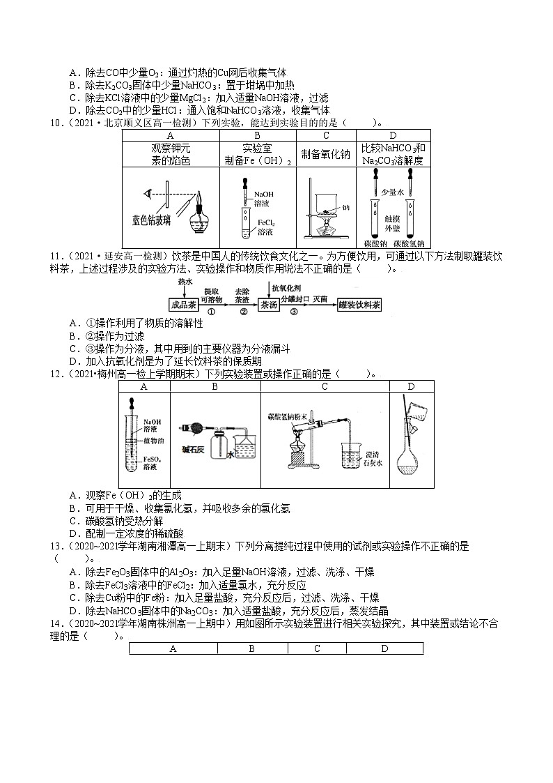 【期末备考必练】人教版(2019)化学必修第一册-专题06《化学实验题突破》期末必练专题02