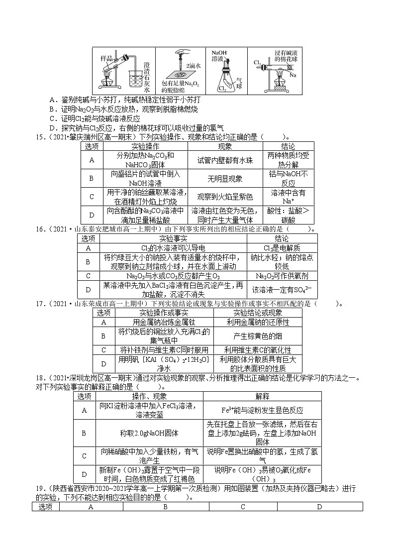 【期末备考必练】人教版(2019)化学必修第一册-专题06《化学实验题突破》期末必练专题03