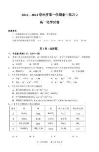 2023合肥八校联考高一上学期集中练习化学试题PDF版含答案