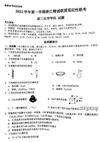 浙江省精诚联盟2022-2023学年高三化学上学期12月适应性联考（一模）试题（PDF版附答案）