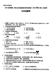 2023浙江省名校新高考研究联盟（Z20联盟）高三第二次联考试题化学PDF版含答案