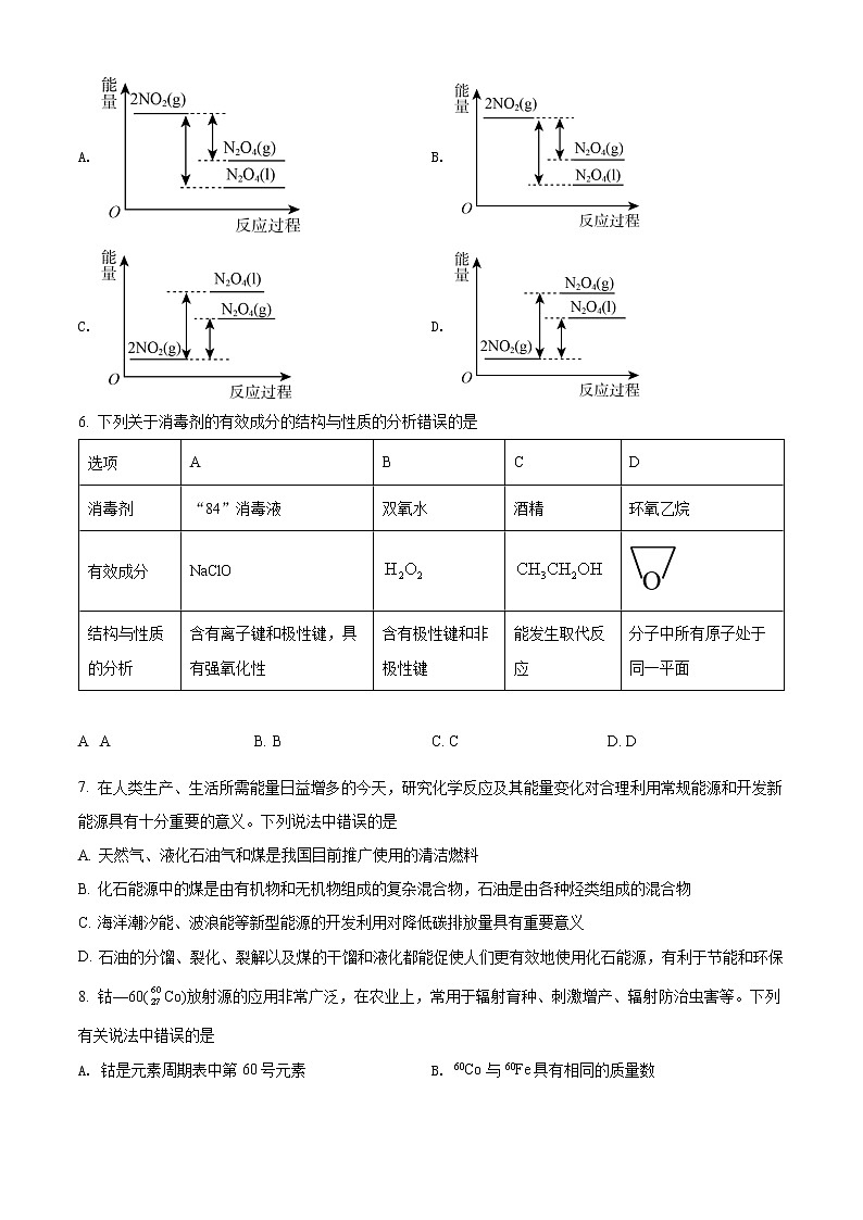 精品解析：辽宁省辽阳市2021-2022学年高一下学期期末考试化学试题（原卷版）第2页