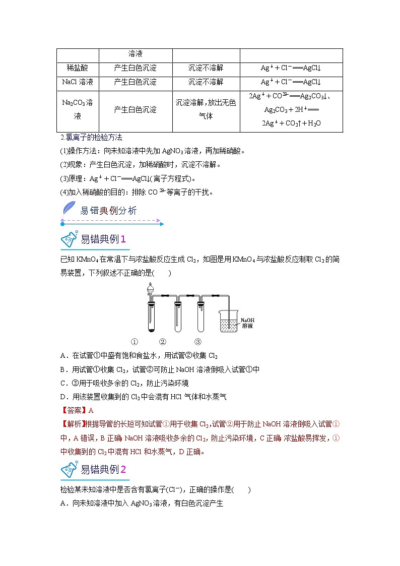 2022-2023学年人教版化学必修第一册微考点14探究氯气的制备和离子检验的拓展应用（Word版附解析）02