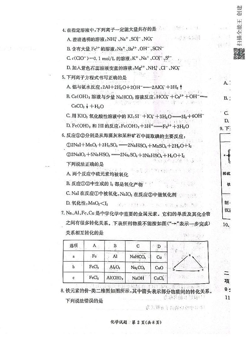 2022炎德英才名校联合体高一12月联考化学试题第2页
