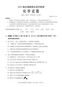 2023重庆西南大学附属中学高三11月拔尖强基联合定时检测化学试卷