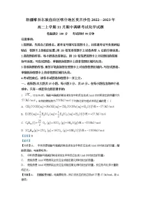 2022-2023学年新疆维吾尔自治区喀什地区英吉沙县高二上学期11月期中化学试题(解析版)