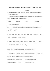 河南省周口市太康县第三高级中学2022-2023学年高一上学期12月月考化学试题（Word版含答案）