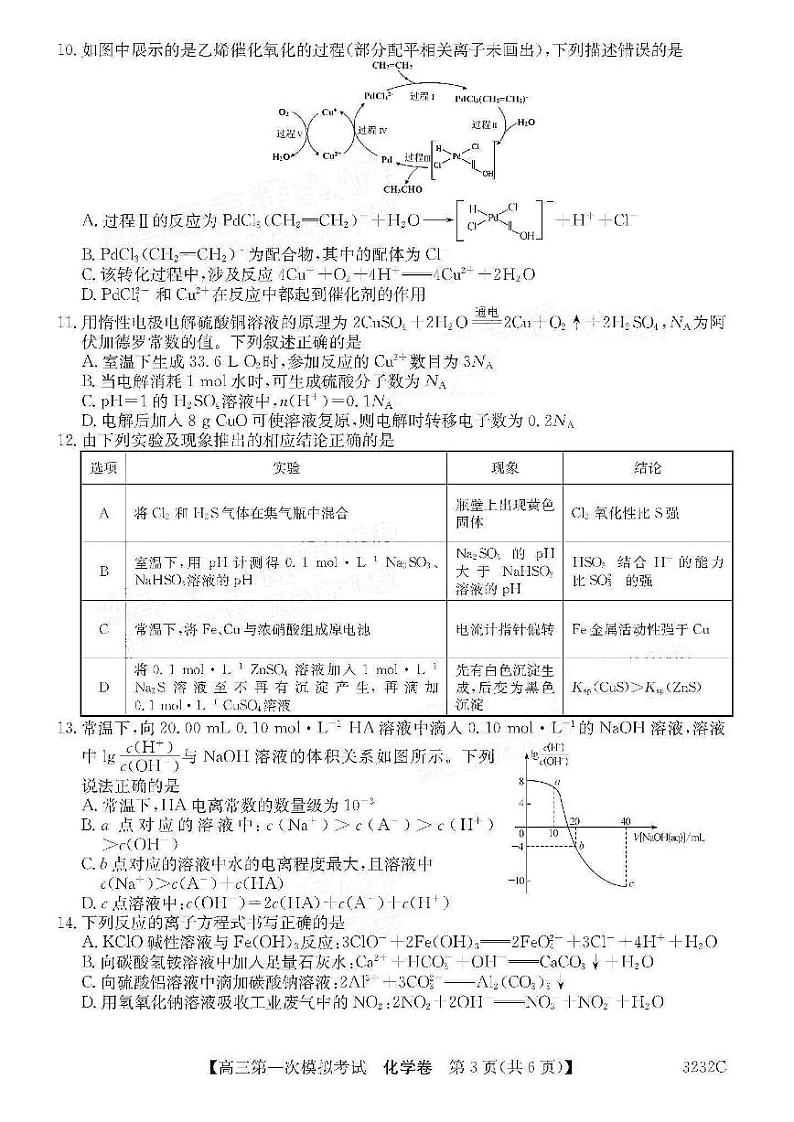 2023届广东省茂名市高州市高三第一次高考模拟考试化学试题03