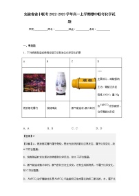 2022-2023学年安徽省省十联考高一上学期期中联考化学试题含解析