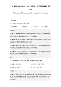 2022-2023学年广东省阳江市四校高一上学期期中联考化学试题含解析