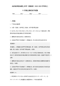 2022-2023学年山东省枣庄市第三中学（实验班）高二11月线上测试化学试题含解析