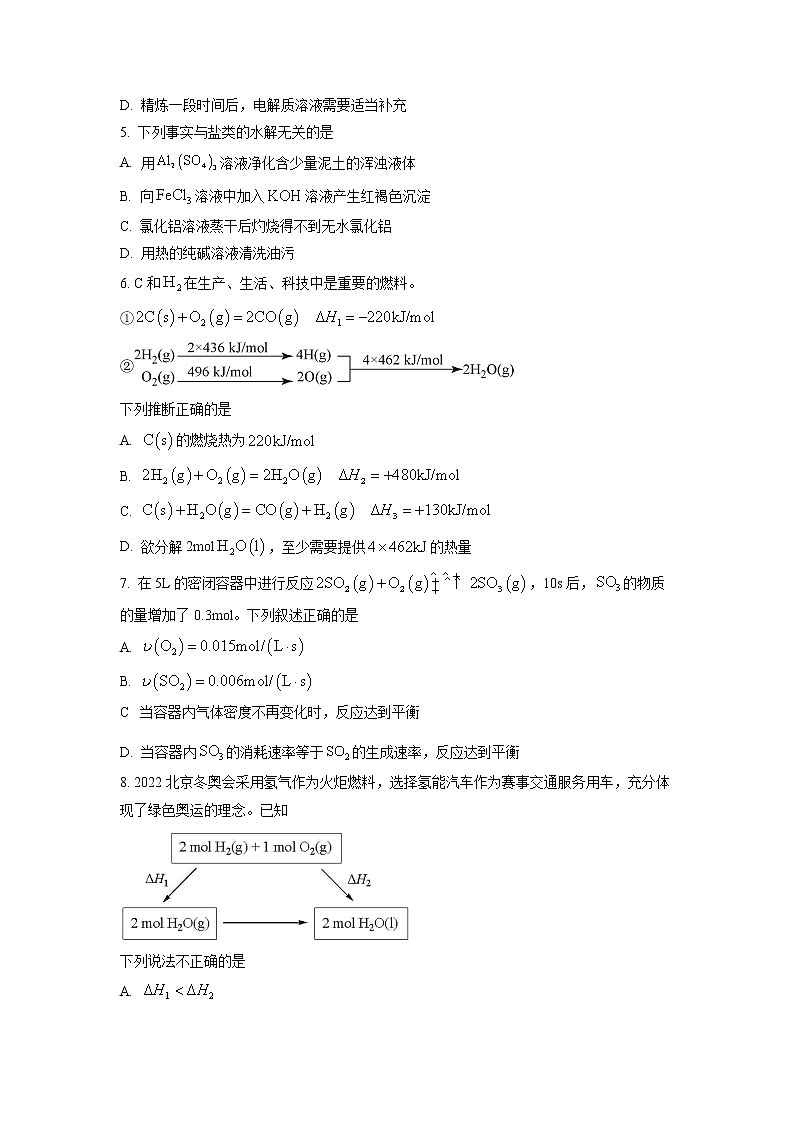 北京市延庆区2022-2023学年高二上学期期末考试化学试题第2页