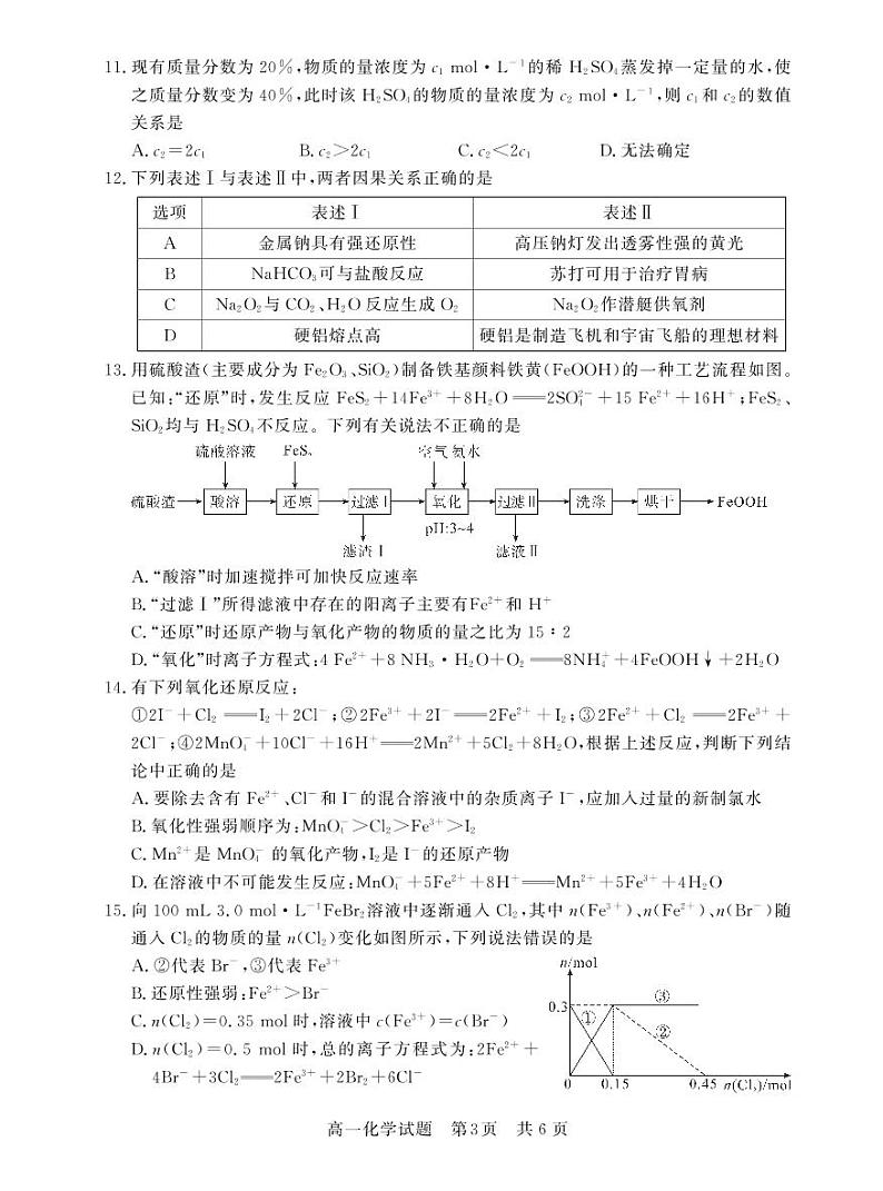 湖北省荆州市八县市2022-2023学年高一上学期期末联考化学试题第3页
