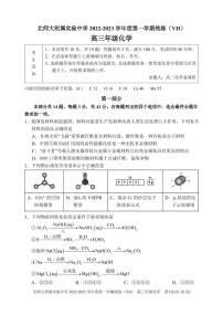 2022-2023北京北师大实验中学高三（上）期末化学试题-附答案