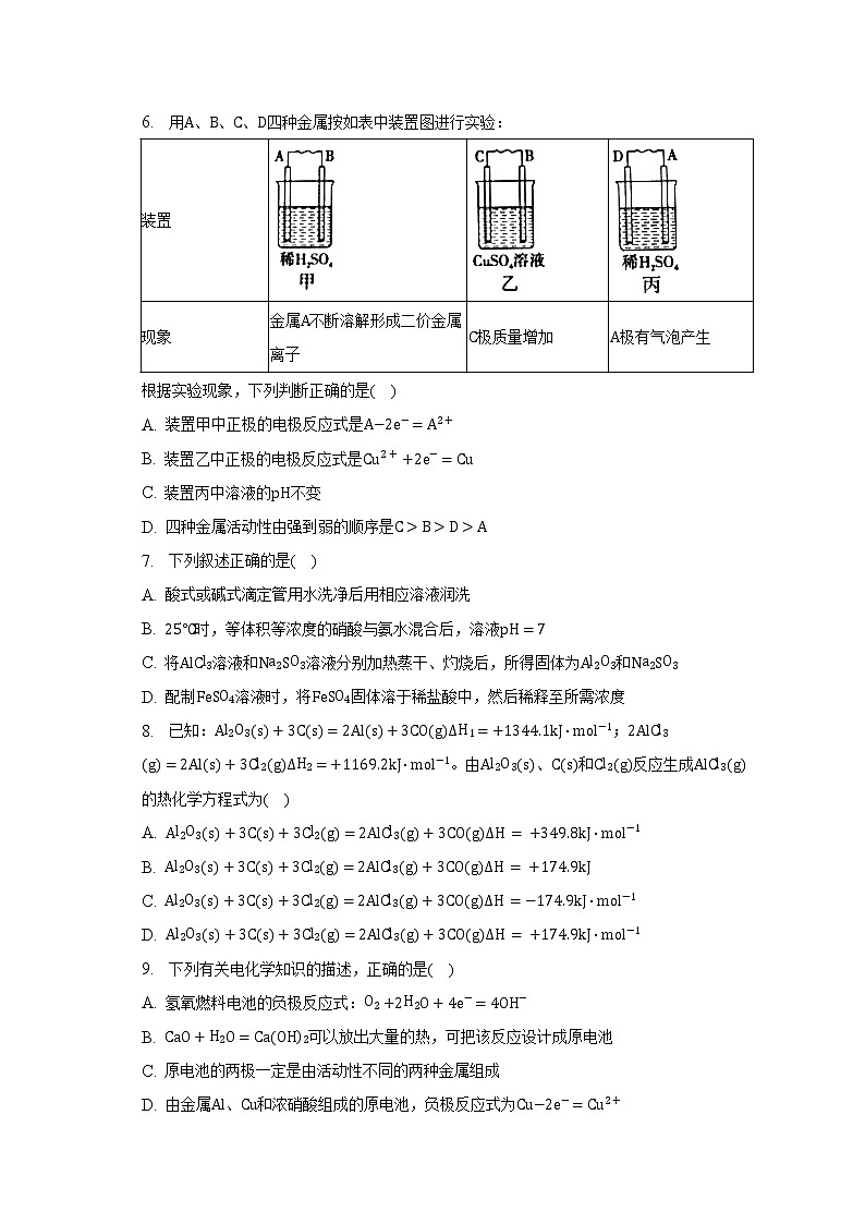 2021-2022学年贵州省黔东南州三穗县高二（上）期末化学试卷（含解析）第2页