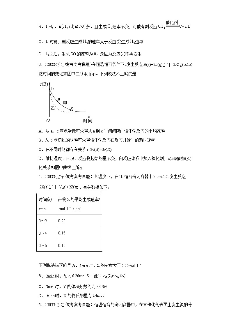 五年2018-2022高考化学真题按知识点分类汇编27-化学反应的速率（含解析）第2页
