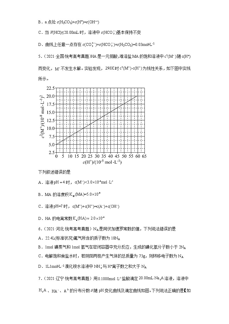 五年2018-2022高考化学真题按知识点分类汇编39-盐溶液中微粒间的电荷守恒、物料守恒、质子守恒原理（含解析）03