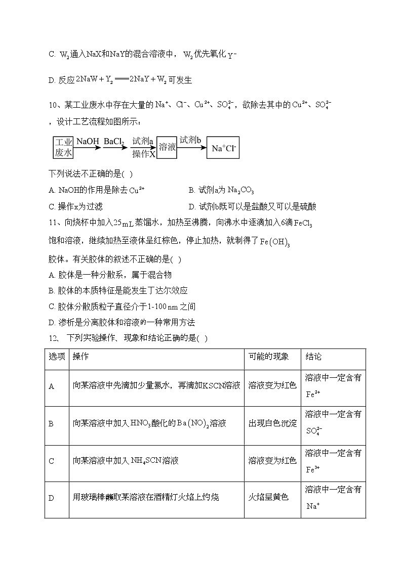 山东省枣庄滕州市2021-2022学年高一上学期期末考试化学试卷(含答案)03