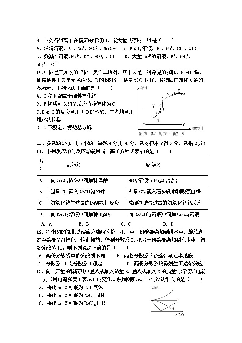 山东省滕州市第五高级中学校2022-2023学年高一上学期1月期末考试化学试题（Word版含答案）03