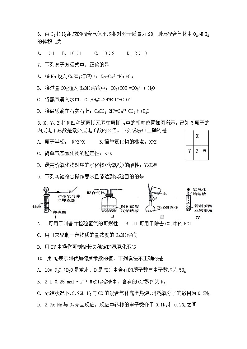 四川省眉山市仁寿第一中学校2022-2023学年高一上学期期末考试化学试题（Word版含答案）02