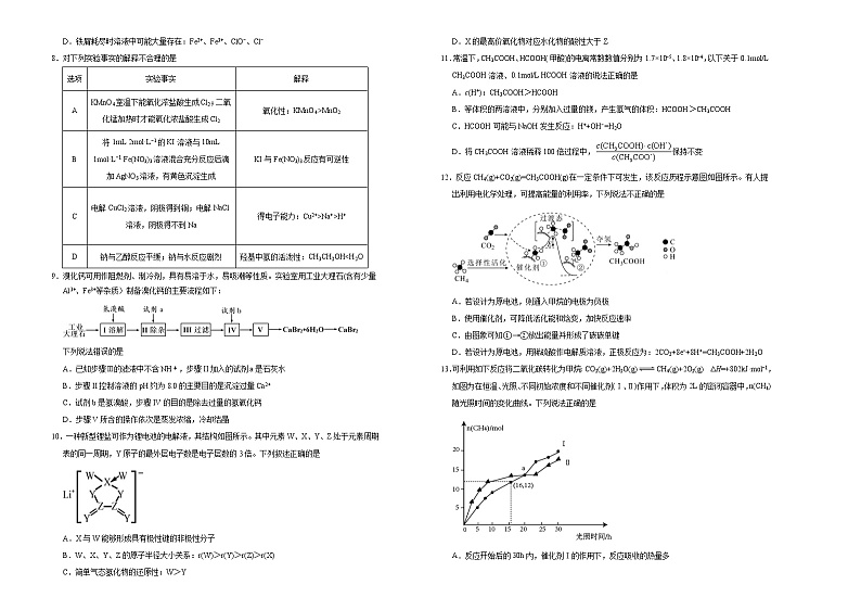 高中化学  2021届高考考前冲刺卷 化学（三） 学生版第2页