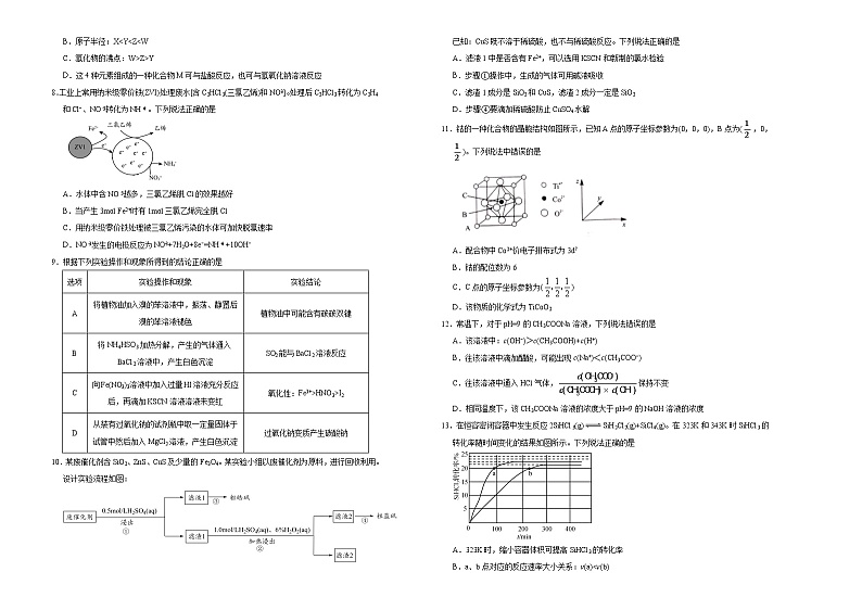 高中化学  2021届高考考前冲刺卷 化学（十四） 学生版第2页