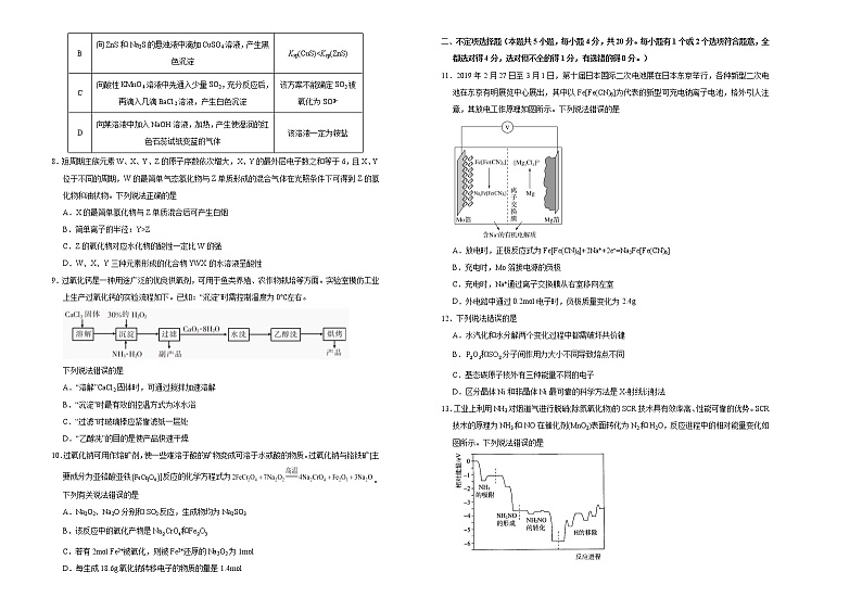 高中化学  2021届高三第三次模拟考试卷 化学（三） 学生版02