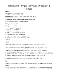 2022-2023学年湖南省永州市第一中学高三上学期第三次月考化学试题（解析版）