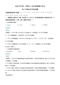 2022-2023学年浙江省9 1高中联盟高三上学期期中考试化学试题（解析版）