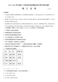 2022-2023学年新疆维吾尔自治区和田地区策勒县高三上学期11月期中化学试题