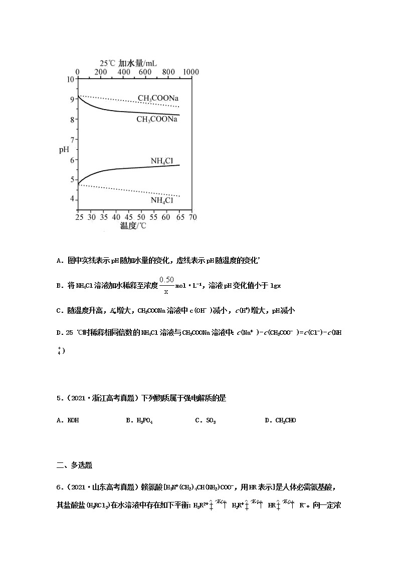 高中化学专题12弱电解质的电离平衡（学生版）2021年高考化学真题和模拟题分类汇编（36题）第3页