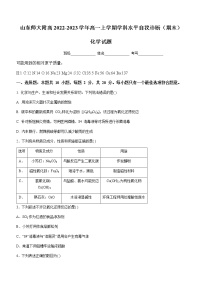 山东省山东师大附高2022-2023学年高一上学期学科水平自我诊断（期末）化学试题（Word版含答案）