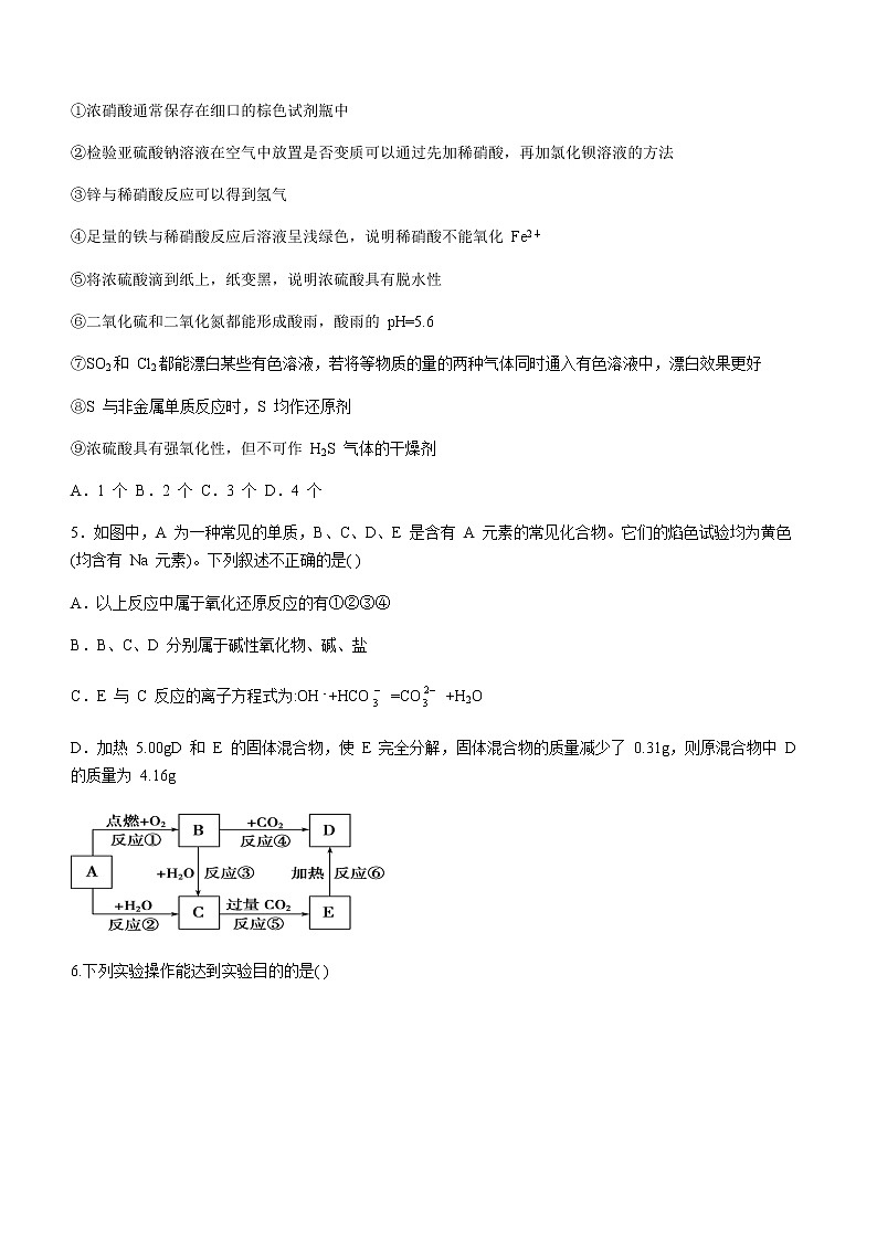 山东省山东师大附高2022-2023学年高一上学期学科水平自我诊断（期末）化学试题（Word版含答案）第2页