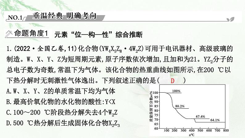 2023届高考化学二轮复习专题二物质结构与性质选择题突破三物质结构与元素周期律课件02