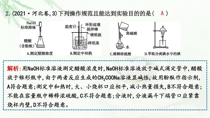 2023届高考化学二轮复习专题六实验原理与方法选择题突破十化学实验基础课件06