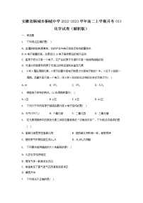 2022-2023学年安徽省桐城市桐城中学高二上学期月考（6）化学试题（解析版）