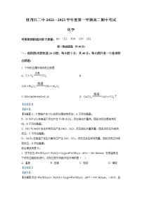 2022-2023学年黑龙江省牡丹江市第二中学高二上学期期中考试化学试题 解析版