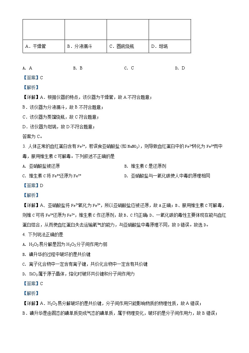 2021-2022学年四川省成都外国语学校高二下学期期中考试化学试题  （解析版）第2页
