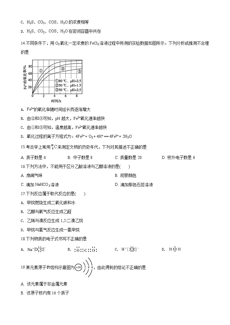 精品解析：北京市延庆区2019-2020学年高一下学期期末考试化学试题（原卷版）第3页