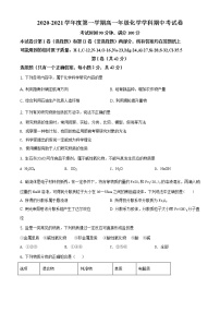 精品解析：北京一零一中学2020-2021学年高一上学期期中统练化学试题