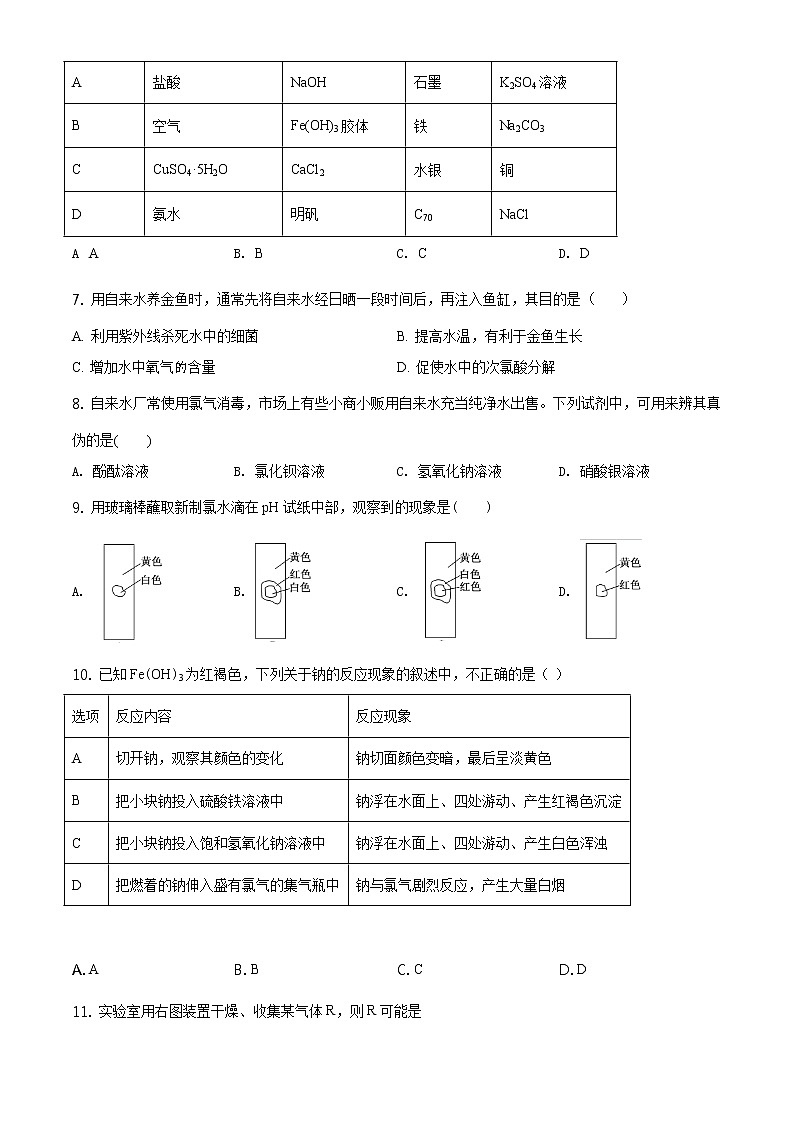 精品解析：北京一零一中学2020-2021学年高一上学期期中统练化学试题（原卷版）第2页