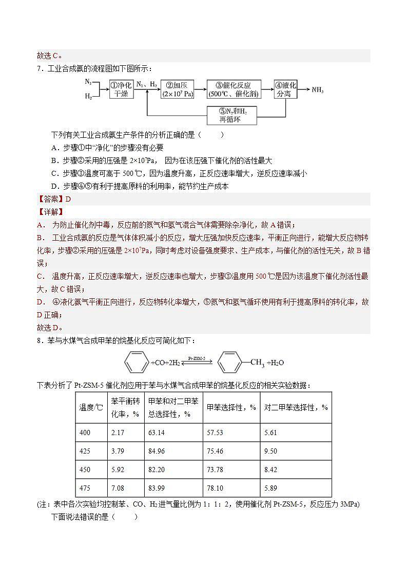 2.2.4 化学反应的调控（分层作业）（解析版）-【上好课】2022-2023学年高二化学同步备课系列（人教版2019选择性必修1）第3页