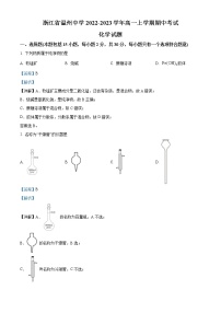 2022-2023学年浙江省温州中学高一上学期期中考试化学试题（解析版）