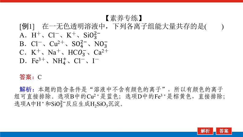 2023高考化学总复习微专题大素养离子共存与推断04课件第5页