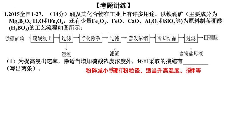 2023届高三化学二轮复习 专题1-工艺流程提分微专题-2  课件第3页