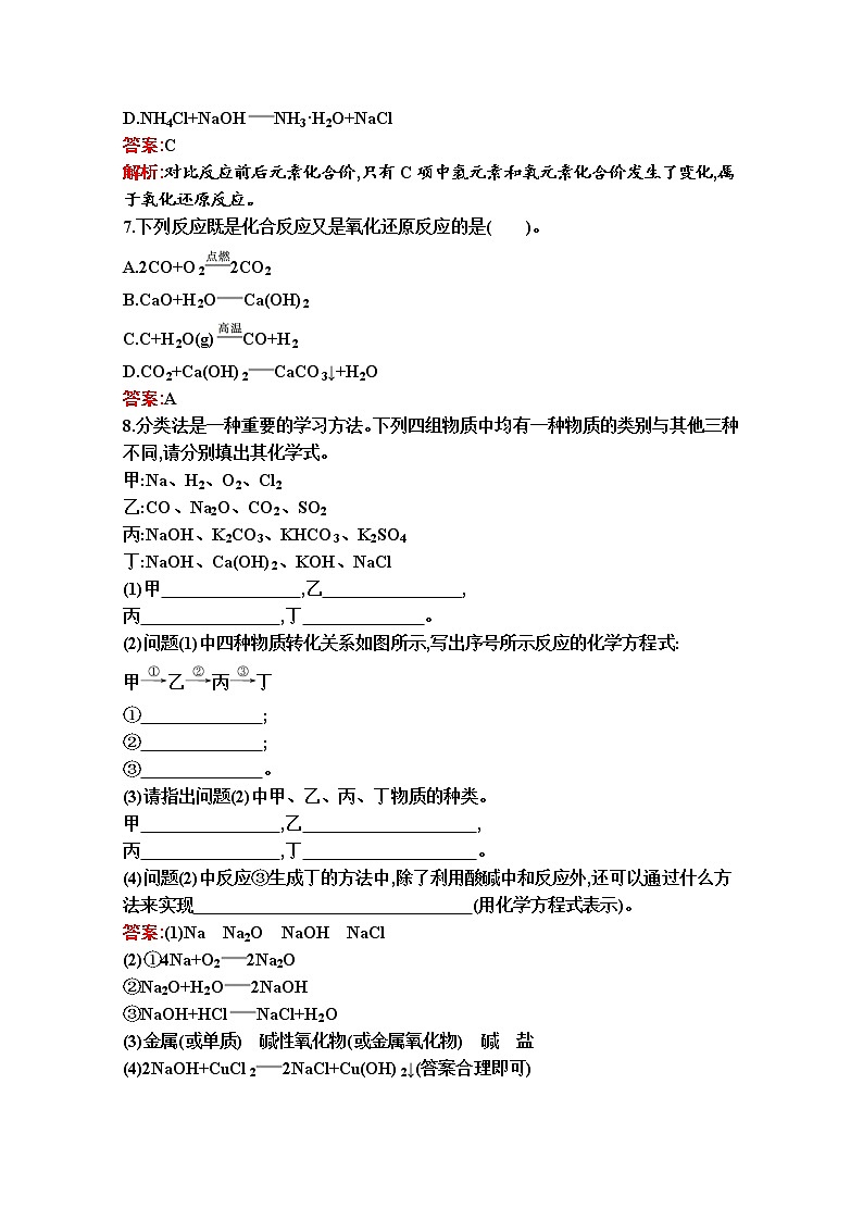 2021-2022学年化学苏教版必修第一册习题：专题1　第一单元　物质及其反应的分类02